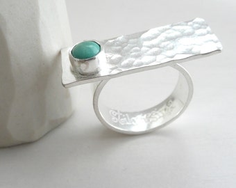 Turquoise Ocean Ring Modern Sterling Silver and Turquoise Ring