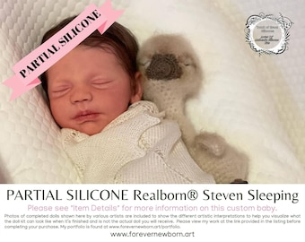 Realborn Steven Sleeping: Bambola con corpo parziale in silicone e tessuto (47 cm, arti completi)