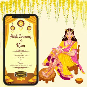 Haldi Invitation | Haldi Ceremony Invite | Digital Haldi invitation | Personalized Haldi invitation | Haldi Party Invite | Customizable