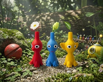 Pikmin Flower Vase & Video Game Planters: Cute Nintendo Inspired Succulent Pots, Unique Geeky Home Decor, Perfect Gamer Gift for Her/Him