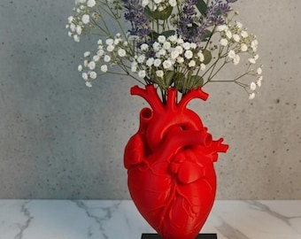 Anatomical Heart Vase Gothic Home Decor, 3D Printed Heart Flower Pot Medical Doctor Graduation Gift, Quirky Aesthetic Desk Spooky Planter