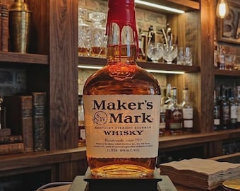 Minimalist LED Light Up Whiskey Bottle Display Stand, Illuminated Liquor Pedestal for Home Bar, Man Cave Decor Gift for Bourbon Lovers