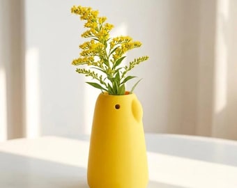 Cute Bird Vase - 3D Printed Minimalist Flower Vase, Aesthetic Desk Decor and Plant Pot, Modern Home Decor, Gift for Bird Lovers