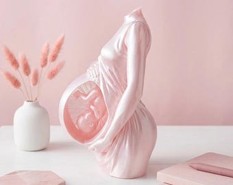 Womb Tea Light Lamp, Suspended Baby in Womb Night Light, Pregnant Mom Sculpture, Baby Shower Gift for Expectant Mother, Pregnancy Memorial