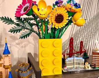 Lego Flower Vase Brick Display Pot for Botanical Series Bouquet, 4x2 Building Block Flowerpot Holder, 3D Printed Gift for Lego Lovers