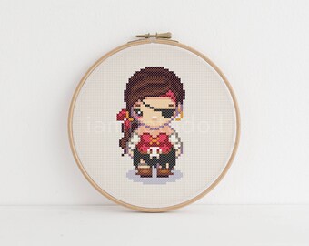 Pirate girl cross stitch pattern, instant download, pdf