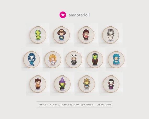 Series 1 A Collection Of 13 Cute Pixel Art Counted Cross Etsy