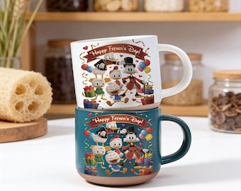 Disney Happy Father's Day Pottery Mug, Donald And Son Coffee Mug, Happy Father's Day Drinkware, Gift To Best Dad Ever, Magical Dad Mug