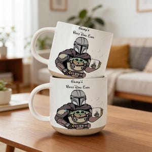 Grogu Mandalorian Pottery Mug , Star Wars Father's Day 2026 Gift For Dad, Best Dad In The Galaxy Darth Vader, Baby Yoda Dad Coffee Mug
