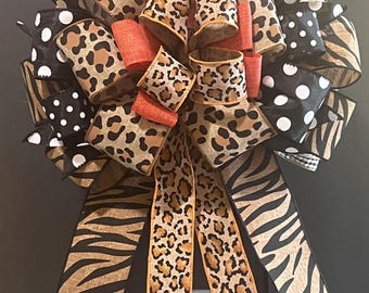 Farmhouse Cheetah Print Mailbox Bow: Fall Autumn Decor