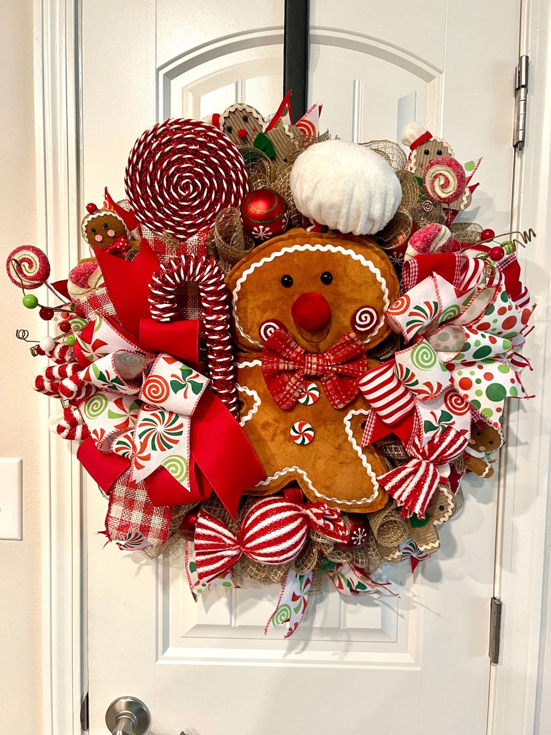 Gingerbread Man Christmas Wreath for Front Door - Etsy