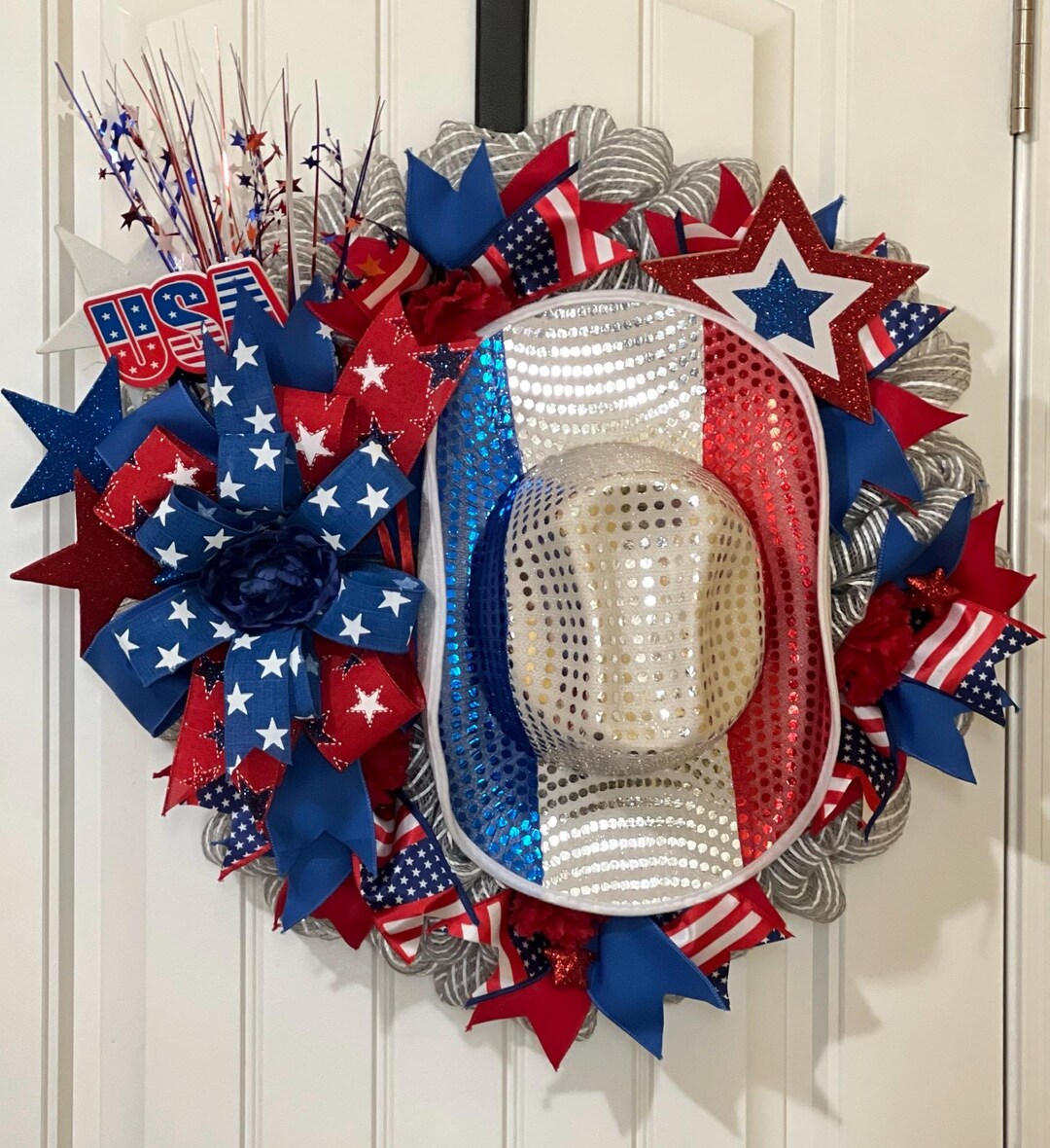 Fourth of July Wreath, July 4th Wreath for Front Door, Patriotic Wreath ...
