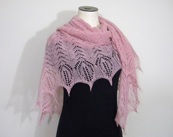 Tibetan Yak wool Blanket Scarf - Square Shawl handmade knitted lace - Luxury fibre Pink baby blanket - Made in Canada