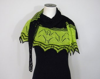 Bat Shawl - Spooky Kooky Luxury Scarf - Absinthe green stripes for halloween - Made in Canada