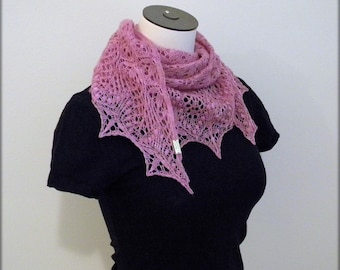 Luxury Shawlette - Baby Merino wool scarf - Handmade knitted lace wrap - Estonian flower stitch - Made in Canada