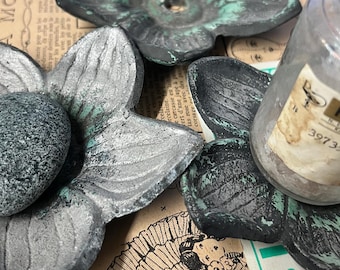 cast metal flower dish, found object ,  vintage 1 pc