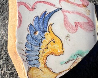 rare Italian sea pottery Majolica terracotta shred shard surf tumbled