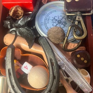 Assemblage Supplies Lot 30 parts pieces Kids Crafts DIY box full