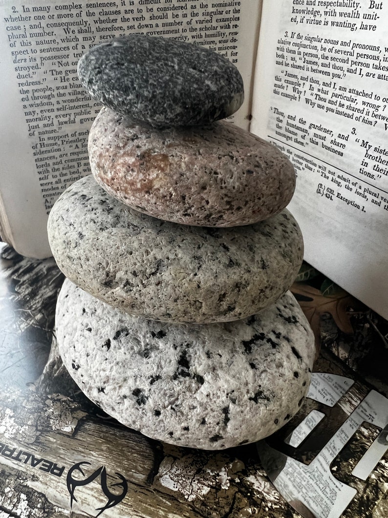 Granite Stone Cairn Natural Home Decor Balancing Display, Balance and Grounding Stones Metaphysical beach rocks image 4