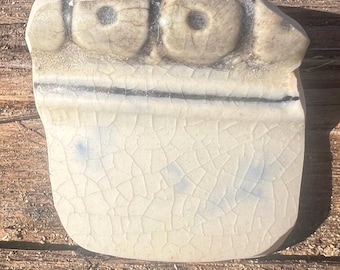 Grey pottery fragment shard crackled antique , German possibly