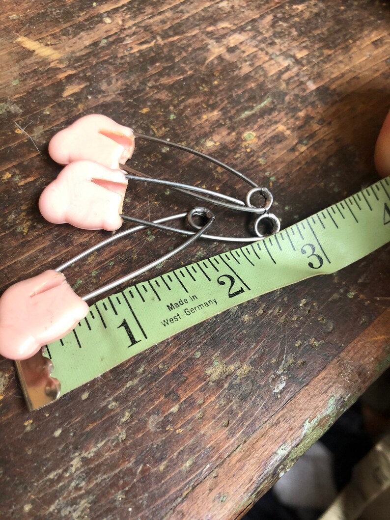 Vintage Monkey Pink Plastic Diaper Pins