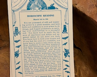 Vintage May Birthday Fortune Card, Taurus , Gemini , Penny Arcade Machine copyright 1925 birthday gift