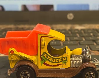 Vintage Hot Wheels Dump Truck: 1977 A Truck'N Hot Rod - Yellow Variant