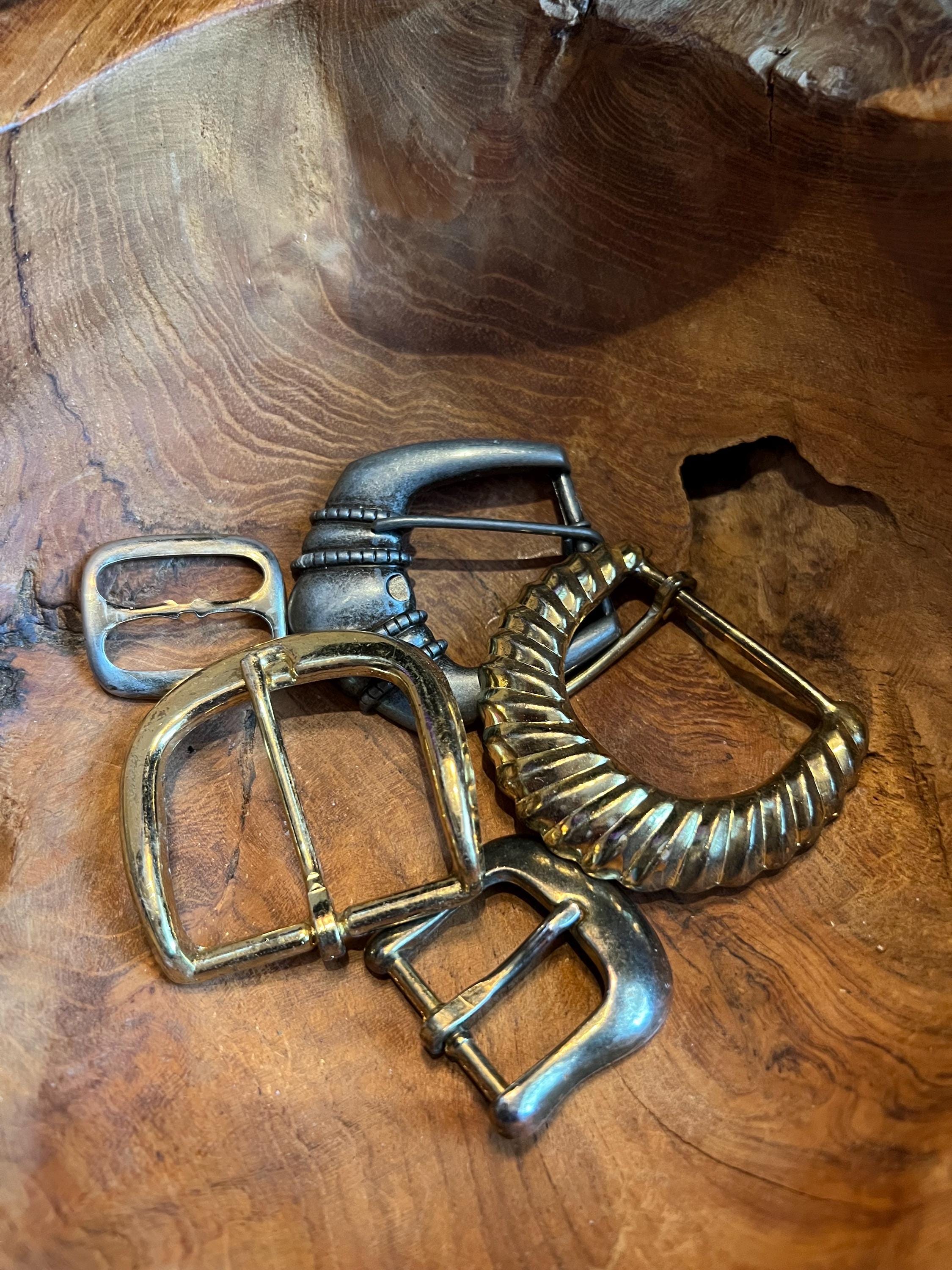 Vintage Leather Belt with Mixed Metals Tie Belt 39\