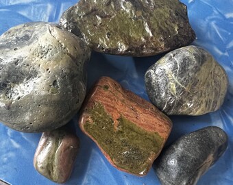 Beach Stones Possiblement Unakite Magnifique collection de roches lisses inconnues