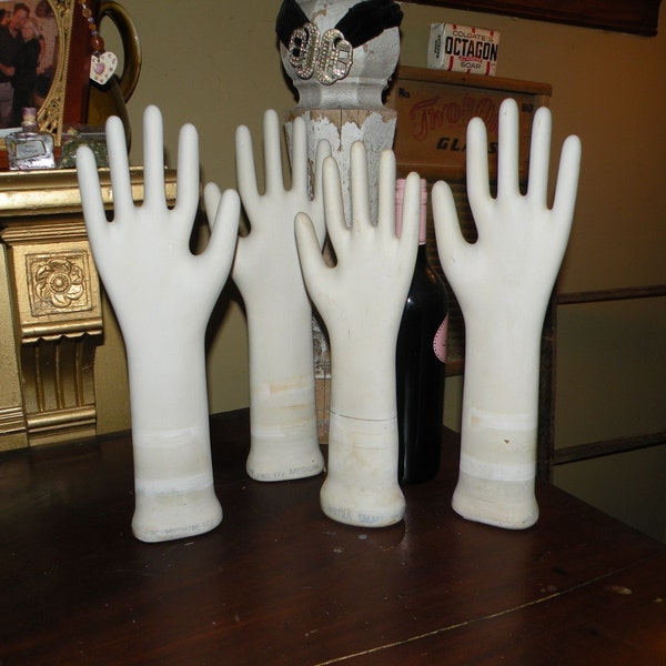 small size Vintage Porcelain White Glove Mold - For Jewelry Display or for Art Objects and Funkifying your home for Halloween