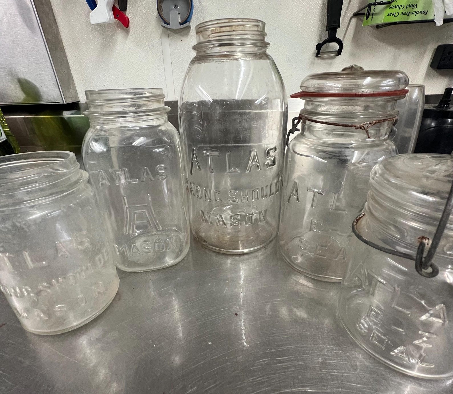 hazel atlas canning jars.  Source Retrochalet on Etsy