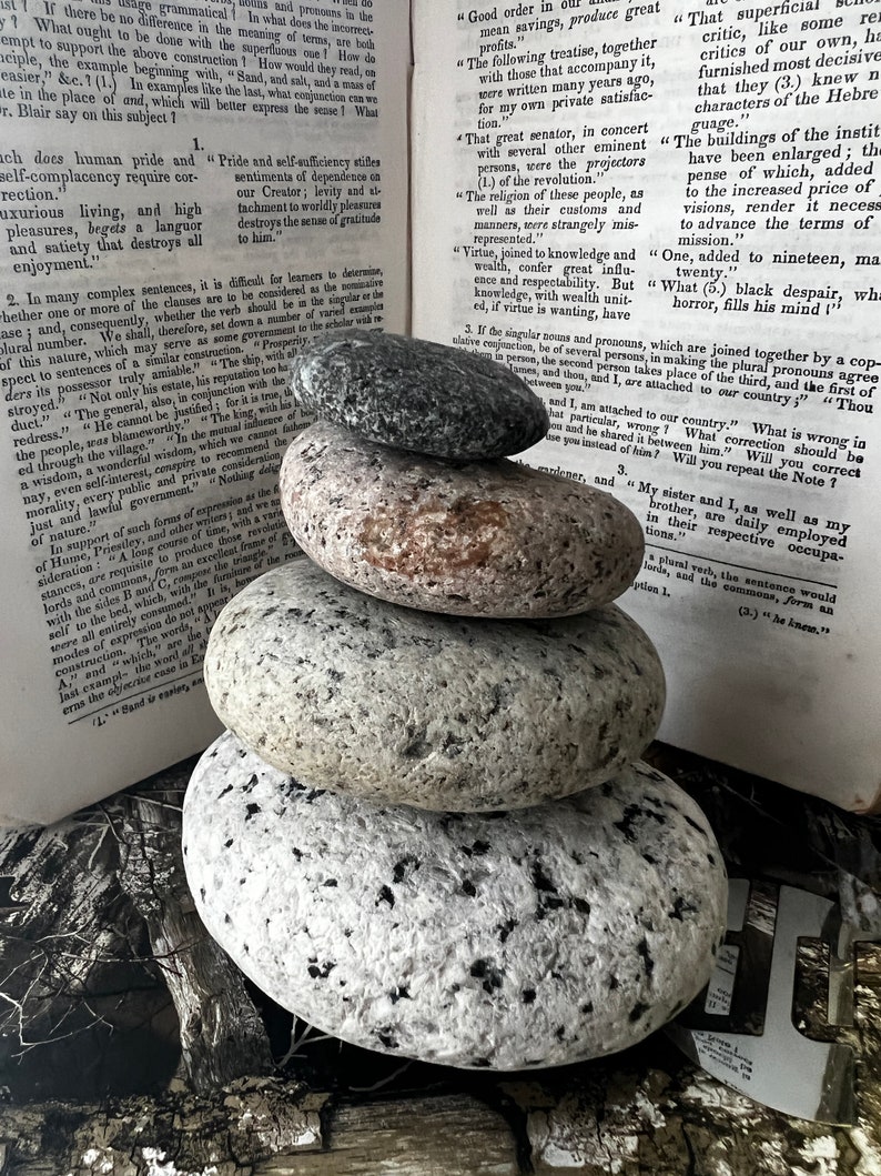 Granite Stone Cairn Natural Home Decor Balancing Display, Balance and Grounding Stones Metaphysical beach rocks image 6