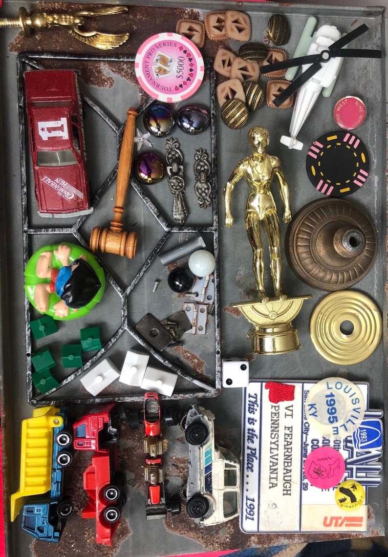 Vintage parts Mixed Media Assemblage Lot for Crafting Decor Sculptures Junk Drawer Studio Destash Parts for Art Supplies