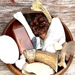 pagan nature bowl, natural home decor, Odin or Freyia Altar, filled, altar bowl, alter,  for decoration 20+ pcs, Norse, earth lover, Freya