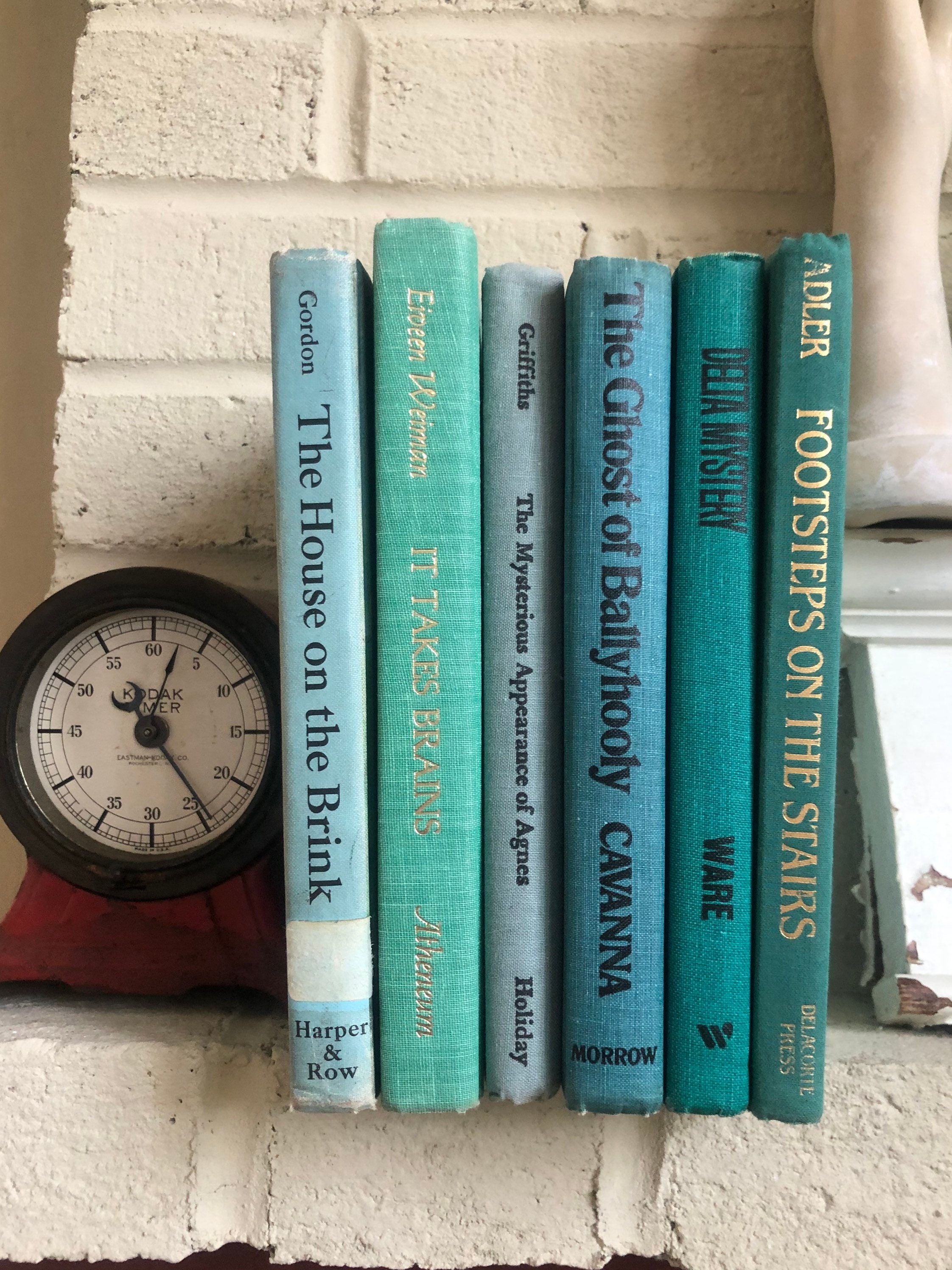 Vintage Book Collection Books Blue Home Decor 6 pc Shabby used Etsy