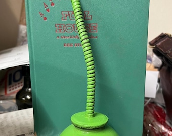 oil can in lime green ; antique home decor