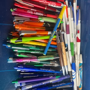 Vintage Advertising Pen Lot: Rainbow Colors, 1980s-2000s for parts or repair