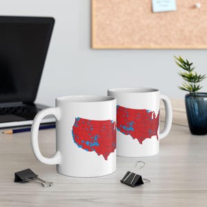 Taza de cerámica con mapa de resultados electorales de 2024 del presidente Donald Trump (325 ml y 430 ml)