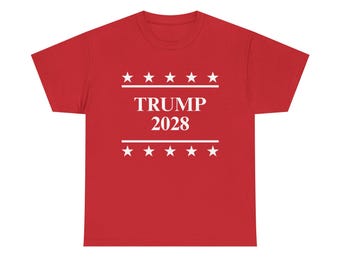 Vote President Donald Trump 2028 Unisex Heavy Cotton Tee T-Shirt, Available in Red and Black