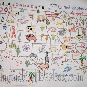 Mapa do Padrão de Bordado dos Estados Unidos