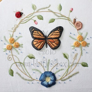 Butterfly Wreath Pattern for Stumpwork and Surface Embroidery