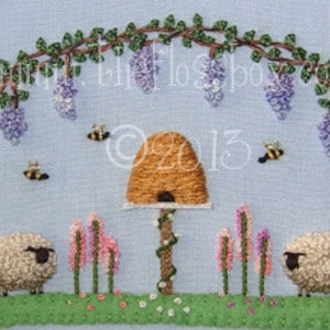 Under the Wisteria: Stumpwork Sheep 2 Embroidery Pattern