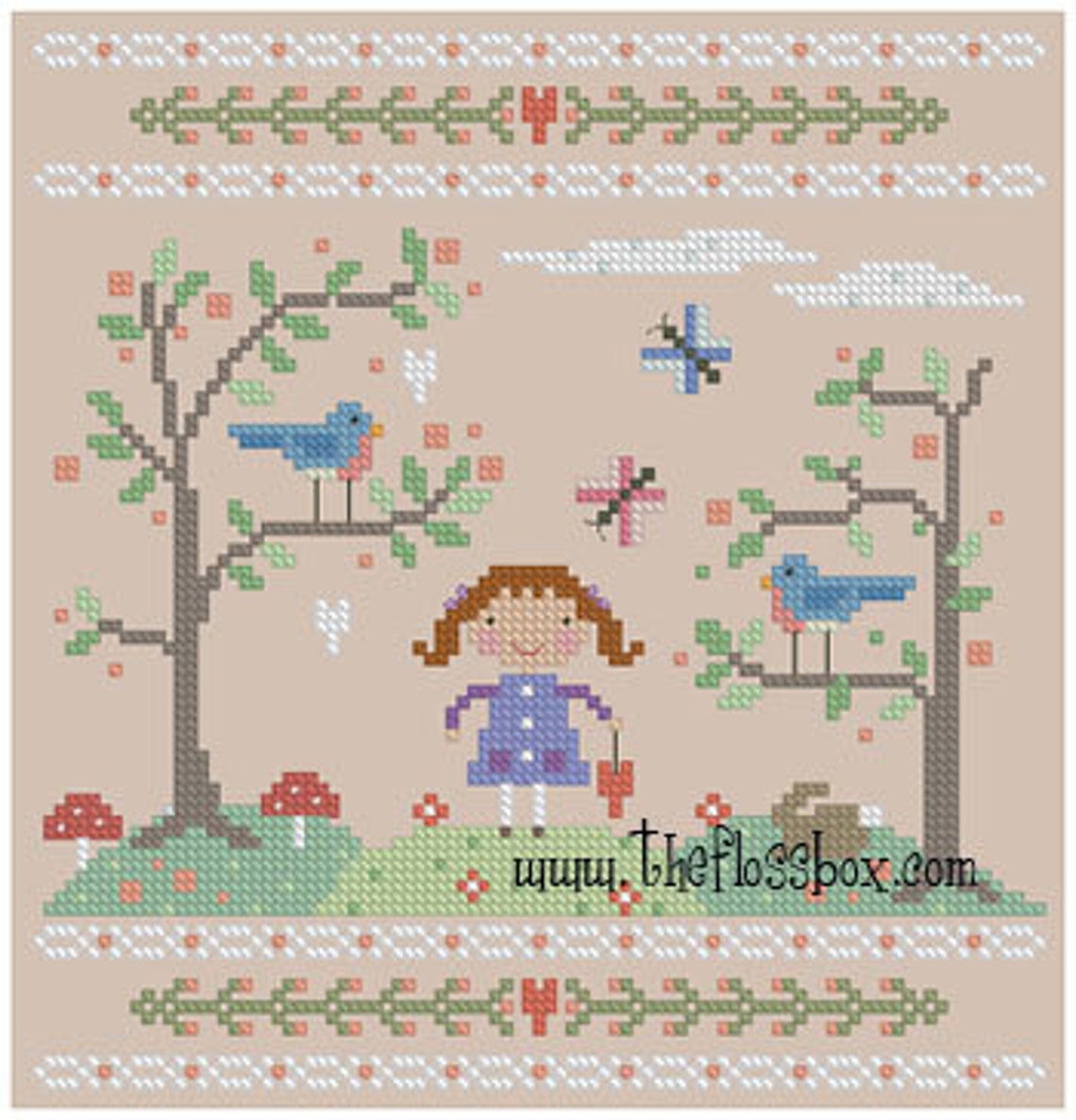 Spring Bluebirds Cross Stitch Pattern | Etsy