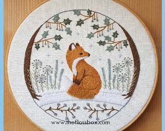 Winter Fox Crewel Embroidery Pattern