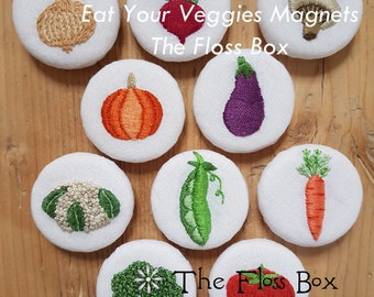 Eat Your Veggies Magnets Embroidery Pattern