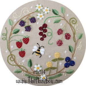 Fruit Wreath Crewel Embroidery Pattern image 1