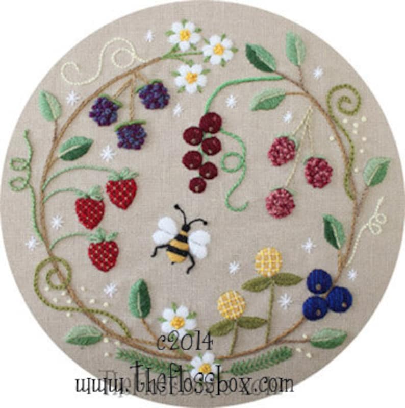 Fruit Wreath Crewel Embroidery Pattern image 1