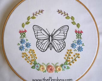 Butterfly Floral Embroidery Pattern