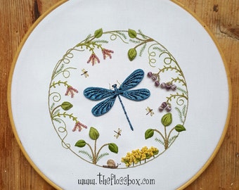 Dragonfly Wreath Embroidery pattern for stumpwork or surface embroidery