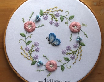 Spring Wreath Pattern for Stumpwork and Surface Embroidery
